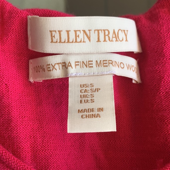 Ellen Tracy ultra fine extra fine merino wool Fuschia sweater S - Picture 7 of 7